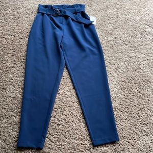 Blue dress pants with belted waist. Very Nice!